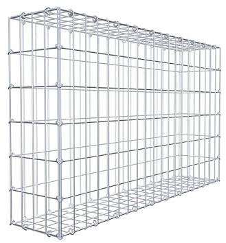 GABIONA Gabione 100 × 60 × 20 cm (L x H x T) – Steinkorb aus 4 mm Draht, Maschenweite 5 × 10 cm, C-Ring Verschluss + Gratis-Zange – ideal für Sichtschutz, Gabionenzaun, Gartenmauer und Steinkorbwand