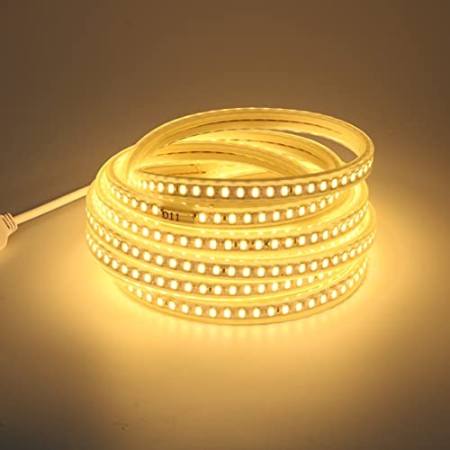 pcning Flexible Tira LED 6M con Enchufe Directa 220V Sin Transformador 3000K Blanco Calido, 6 Metros Tiras LED Luz IP67 Strip Light (Blanco Calido, 6)