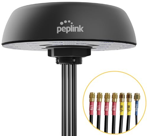 Peplink Mobility 42G: Passive 7-in-1 (4x4 MIMO Cellular, 2x2 MIMO Dual Band WiFi) Antenna System | Integrated Active GPS Element | IP68 | 6.5 ft, Black