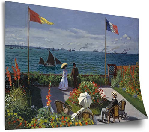 Printistico Poster Claude Monet - Garten in Sainte-Adresse (1867) Kunstdruck ohne Rahmen, Wandbild - A4, A3, A2, A1, A0, XXL - Wohnzimmer, Schlafzimmer, Küche, Deko