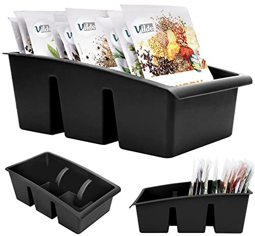 Vilde Küchen Organizer | Aufbewahrungsbox für Gewürze, Tütensuppen | Gewürzsortierer mit 3 Fächern | schwarz 25x15x9 cm | Made in EU