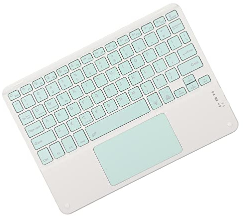 Annadue Ultraflache Kabellose Bluetooth Tastatur mit Touchpad, 10 Zoll Multifunktions Touchscreen Tastatur mit Quadratischer Tastenkappe und RGB Hintergrundbeleuchtung für das Home Office.(Cyan)