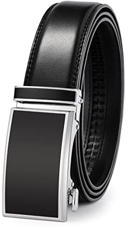 guvoosm Gürtel Herren,Leder Automatik Gürtel Für Herren Business Anzug -3,5cm Breite-2013-125-Black 138