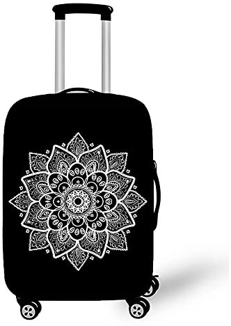 Mateju Kofferschutzhülle Elastisch Kofferhülle 18-32 Zoll, Mandala Gepäck Cover Reisekoffer Hülle Trolley Case Schutzhülle Luggage Cover Waschbare Staubdichte Kofferbezug (Schwarz,L)