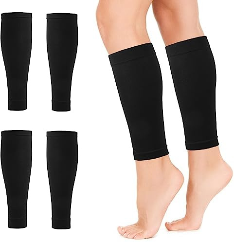 Aster 4 x Waden Kompression Socke für Herren Damen, Waden Kompressionsstrümpfe ohne fuß, Elastische Wadenbandage Kompressionssocken für Joggen Sport Radfahren (Schwarz, M)
