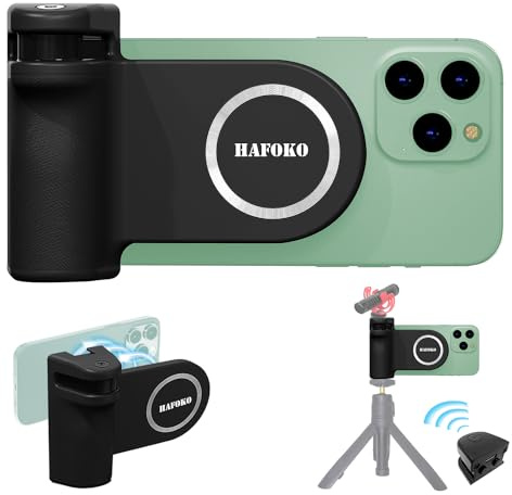 HAFOKO Magnetisch Smartphone CapGrip Kamera Handy Selfie Verschluss Griff Stativ Montieren w 1/4 Kalter Schuh mit Abnehmbar Bluetooth Kabellos Fernbedienung Kompatibel für iPhone Telefone Schießen