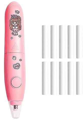 Baoblaze Elektrischer Radiergummi mit 10 Nachfüllungen, Skizzen-Highlight, automatischer Radiergummi, Zeichnen, Radieren, Schüler-Radiergummi für, ROSA