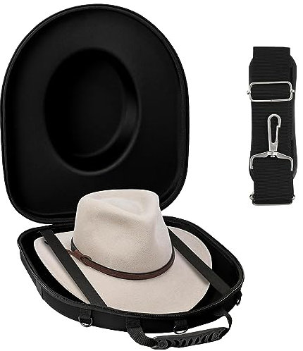 LVKAYCE Reisehut-Tragetasche, Reisehuttasche, Anti-Druck-Hut-Aufbewahrungsbox mit Tragegriff, Schulter- und Gepäckgurten, für Cowboy-, Panama- und Tweed-Hüte, groß
