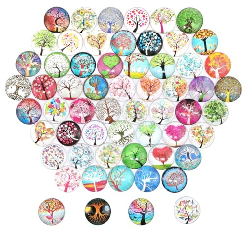 Ruikdly 60 Stück Muggelsteine Bunt Kinder Gemischte Farbe Glassteine Glasnuggets 25mm Bunte Glassteine Kuppel Glas Cabochons für Glückssteine DIY Halskette Anhänger Ohrringe Fotorahmen
