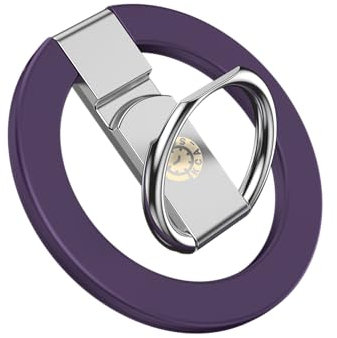 Ring Holder for Case Magnetic Phone Grip Kickstand Finger Grip Adjustable Mobile Finger Loop Foldable 360 degree Rotatable Lightweight Slim Durable Ergonomic Phone Stand Color Purple