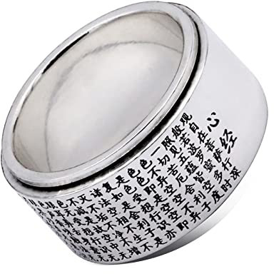 ANAZOZ Drehringe für Herren Antistress, Herrenring Silber 999 Echt Rotierender Buddhistischer Ring mit Runen größe 65