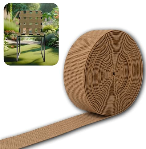 IPEA Correa elástica de decoración Exterior para sillas de jardín, tumbonas, sillones, balancín, salón, tapicería, 10 Metros, Banda de tracción para Asientos respaldos, 50 mm, Color Beige