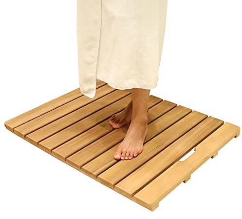 Tapis de douche en bois, panneau de douche en bois, tapis de sol de salle de bain pour intérieur extérieur, tapis de sol pour baignoire spa, tapis de bain en caillebotis, personnalisable, 60x80cm/2