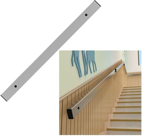 Treppenhandlauf, quadratischer Wandhandlauf Sicherheitshandlauf aus Edelstahl für Innentreppenhandläufe aus Holz, Beton und Ziegelwänden (Größe: 16,5 Fuß/503 cm (3 Abschnitte))