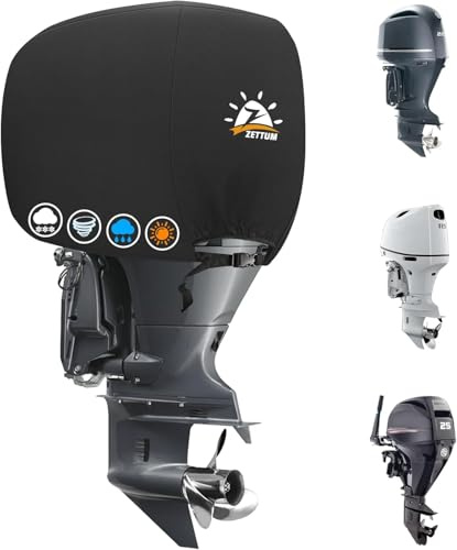 Zettum Außenborder Abdeckung für Motoren von 25 bis 50 HP, 600D aussenborder Abdeckung Wasserdicht & Heavy Duty, außenbordmotor Abdeckung für Yamaha, Mercury, Parsun, Außenbordmotor Vollabdeckung