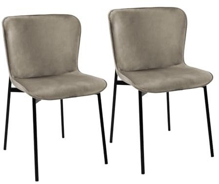 SVITA Mary 2er Set Esszimmerstuhl Polsterstuhl ohne Armlehnen Küchenstuhl Wohnzimmerstuhl Taupe/Schwarz