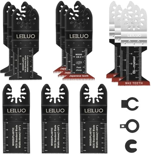 LEILUO Kit de 15 accesorios multiherramienta para clavos de madera, corte de paneles de yeso, accesorios universales de sierra oscilante con bolsa de almacenamiento compatible con DeWalt Dremel Makita