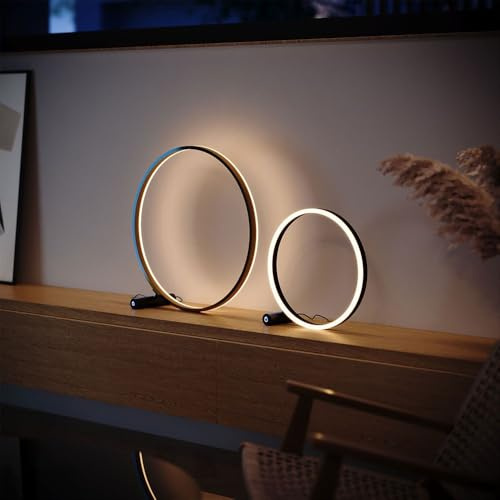s.luce LED Ring Tischleuchte Direkt o. Indirekt Tischlampe Ringleuchte Ringlampe, Farbe:Schwarz, Größe:Ø 60cm