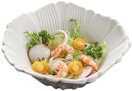 Ensaladeras De Cerámica Creativas, Cuenco De Postre De Vajilla Blanca, Cuenco Apilable De Ramen/fruta/sopa, Apto Para Lavavajillas Y Microondas,4 Piezas,23x8,5 Cm (9,0x3,3 Pulgadas)