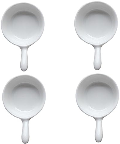 WATIIFUFU Mini Plat à Sauce à Tremper en Céramique Blanche 4 Pièces | Surface Arrondie et Lisse, Facile à Nettoyer, Format Compact pour Service de Table et Condiments