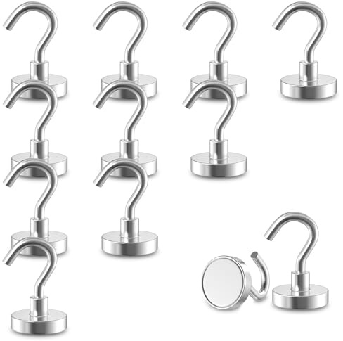 12 Stück Magnethaken,12KG extra stark magnet haken abnehmbar, neodym magnete magnetische haken runden für Zum Aufhängen Klassenzimmer, Kabinen, Garage, und Büro Metallhaken Magnethaken(20*37.8MM)