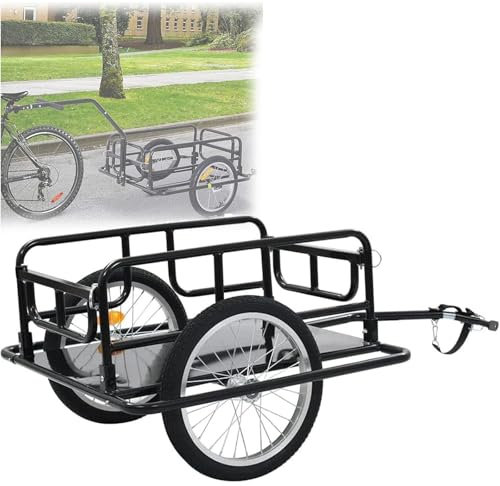 ERSINIAN Remorque de Transport pour vélo, Chariot de vélo Pliable, remorque de Wagon, avec attelage, Roues de 16 Pouces, Charge maximale de 60 kg, pour Le Transport de Marchandises d'épicerie
