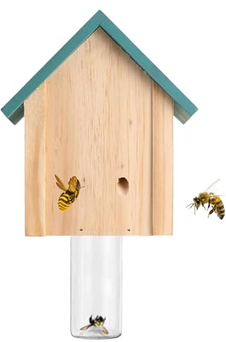 Carpenter Bee Trap | Capturer im Wohnstil | Langlebiges Holz | Naturfalle, Insektenfalle, Insektenvernichtung, fliegende Schädlingsbekämpfung, Gartenfalle im Freien, Kontrollbox