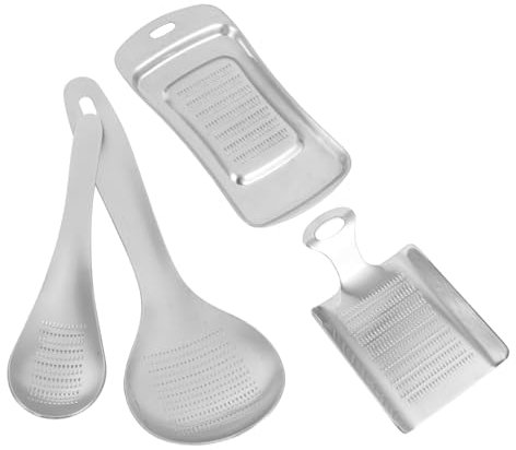 BEBEMOKO 4 Piezas Rallador de Jengibre Inoxidable Utensilio de Cocina Multifuncional para Rallar Jengibre y Herramienta Práctica Limpiar
