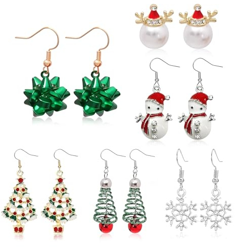 6 Paar Ohrringe Weihnachten,christmas decorations,Ohrringe Weihnachten,Weihnachtsohrringe,Damen Weihnachts Accessoires,Christmas Mädchen Earrings,Weihnachtsschmuck Ohrstecker,Weihnachtliche Ohrring