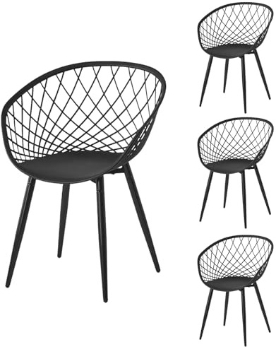 GOKHOMX Gartenstühle 4er Set, Terrassenstühle mit Armlehnen und Rückenlehne Gartenstühle Kunststoff Balkonstühle Garten-essstühle Set Plastikstuhl für Garten Balkon Terrasse Bistro, Schwarz