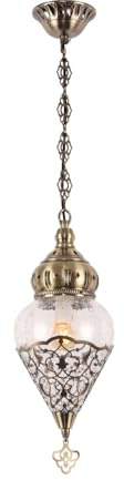 Yjmgrowing Türkische weiße Pendelleuchten Mosaikglas Pendellicht Leuchte Marokkanische Dekoration Hängende Deckenlampe für Schlafzimmer, Wohnzimmer, Balkon, Café, Bar