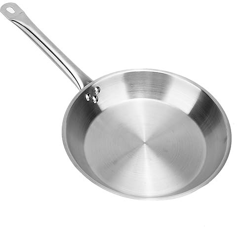 EIMSOAH Poêle à Crêpes 26x5cm, Outil de Cuisson en Acier Inoxydable avec Fond composé chauffé Uniformément, pour Cuisinière électrique
