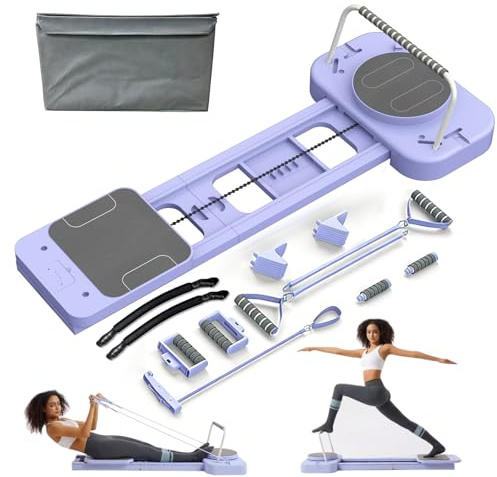 Pilates Reformer Board, Multi-Purpose Portable Reformer Pilates Machine for Home Use, Foldable Pilates Board Set for Full-Body Home Workout, Core Strength & Fitness (Purple)