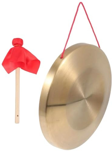 Gongs y platillos portátiles, Platillo Gong de mano, instrumento percusión ópera cobre y latón 22/32cm con martillo juego redondo