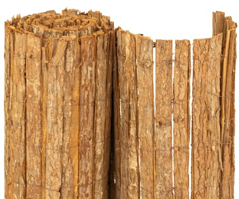 NOOR Rindenmatte Country - Sichtschutzmatte Rindenzaun - Natur 2,0 x 3,0 m | Natürlicher Sicht- & Windschutz aus Baumrinde für Garten, Terrasse & Balkon - Zaunblende unbehandelt mit verzinktem Draht