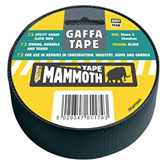 Everbuild Mammoth Easy Tear Gaffa Tape – Utility-Grade – Interior and Exterior Use – Black – 50mm x 45m