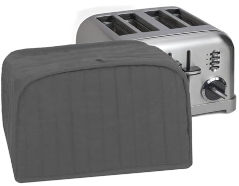 RITZ Premium Universal Four Slice Toaster Cover, 11.25 x 7.25 x 10.5, Polyester and Cotton Quilted, Fingerprint Protector, Super Soft Dust Cover (Appliance NOT Included), Graphite