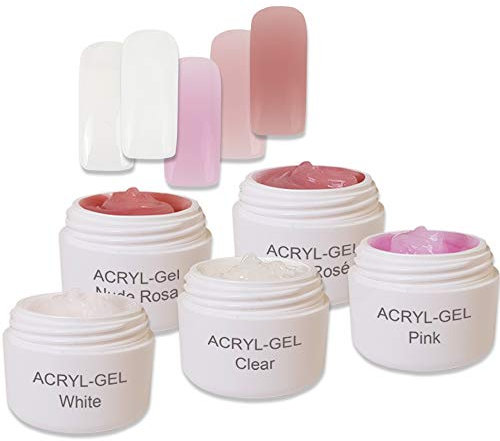 AcrylGel mit hoher Stabilität für die Schablonenverlängerung oder mit Tips (AcrylGel BASIC 5 x 5ml)
