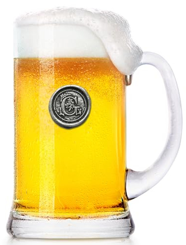 English Pewter Company Chope en verre de chope de bière initiale de 1 pinte - Chope en verre - Cadeau personnalisé avec votre choix d'initiale (G) [MON007]