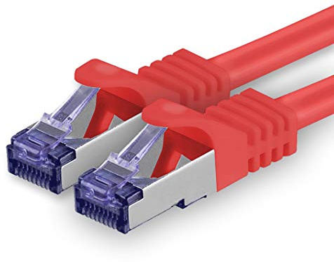 1aTTack.de Cat.7 Netzwerkkabel 5m - Rot - 1 Stück - Cat7 Patchkabel (SFTP/PIMF/LSZH) Rohkabel 10 Gb/s mit Rj 45 Stecker Cat.6a - 1 x 5 Meter Rot