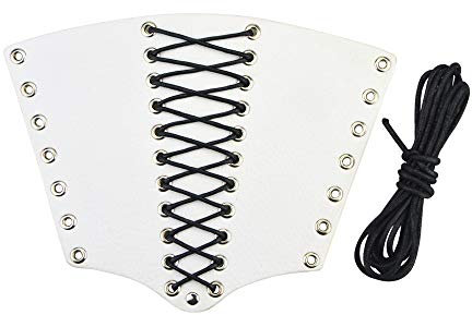 SHARROW Bogenschießen Armschutz Leder Armschoner Traditionelle Langbogen Armschiene Arm Guard Schutzausrüstung Bogensport Zubehör (Weiß)