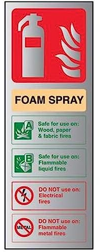 VSafety 11003AJ-ACBRSH extintor de Incendios - Espray no eléctrico de 100 mm x 280 mm - 3 mm Peinado ALU Comp