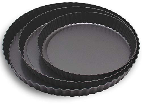 Grandwish 3 Stück Tarteform mit Hebeboden, 22/26/30 CM Antihaft Quicheform, Rund