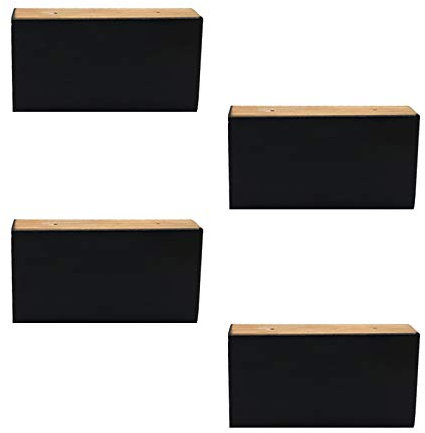 4 Stück Erhöhen Massivholz Möbelbeine,Rechteck Kiefer Möbelfüße,Holz Schrankfuß,Ersatz Sofafüße,Tischbeine,für Kommode,Couchtisch,Bett,Ottomane,Mit Schrauben und Fußpolstern(black5cm)