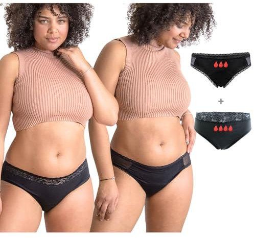 Oséclore Period Underwear Ultra Saugfähig - Mittlerer bis Starker Fluss - Periode - Urinverlust - Waschbar und Wiederverwendbar - Bio-Baumwolle und Bambus Oeko-TEX - Waschsäckchen inklusive