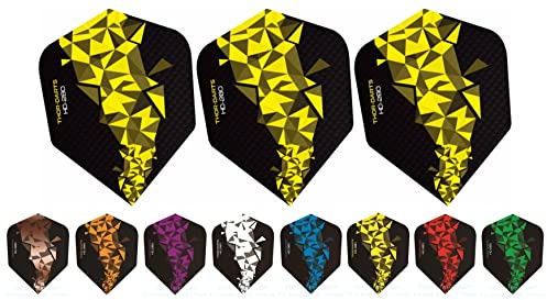 THOR-DARTS 15 gelb-Schwarze F2 150 mic Ultra Strong Darts Flights extra Lange haltbar (F2 gelb, 15 Stück (5 Set)) 150 Micron Fly Yellow & Black