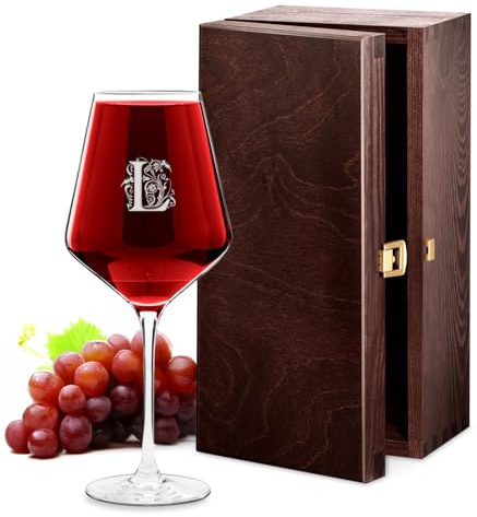 Maverton Verre à Vin en Cristal pour l’homme, 490 ml | Verre Personnalisé à Vin Rouge et Blanc, Cadeau d’anniversaire pour amateur de vin, Lettrine