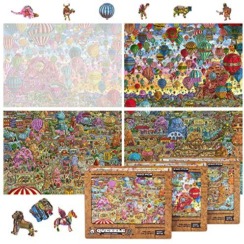 UNIDRAGON + IC4 Design Wooden Jigsaw Puzzle, Quezzle Amazing Cappadocia — Puzzle Board Game, Best Gift for Adults and Kids, Family game, Unique Shape Jigsaw Pieces - 750 pcs, Extension Pack