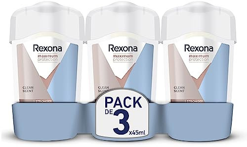 REXONA - Deodorante da donna Clean Scent - Stick antitraspirante - 3 volte più efficace contro il sudore - protezione 96h - (confezione da 3 x 45 ml)