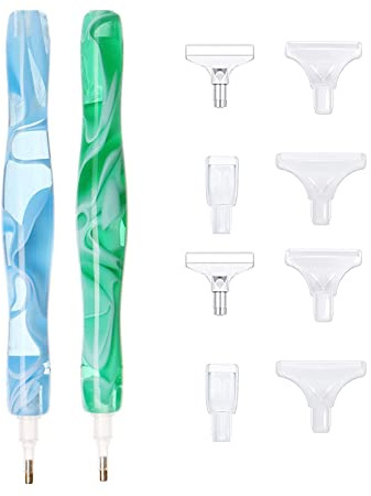 Amacoam Kit Penna per Pittura Diamantata 5d Diamond Painting Penna Resina Accessori E Strumenti per Pennarelli per Pittura con Diamanti Fai-da-Te per La Pittura Fai da Te per Nail Art (Blu, Verde)